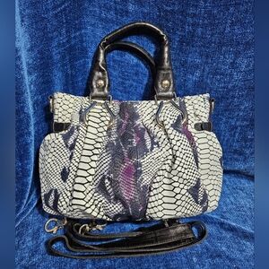 NEW Patinni White Purple Black Snake Print Convertible Purse Handbag